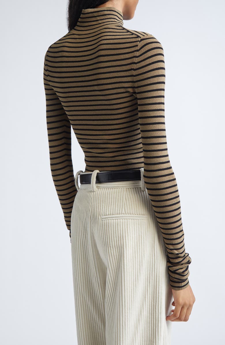 Proenza Schouler Didi Velvet Stripe Sweater, Alternate, color, Khaki/ Black