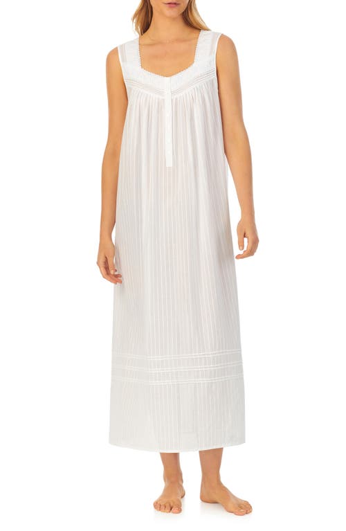 Eileen West Sleeveless Cotton Dobby Nightgown in White 