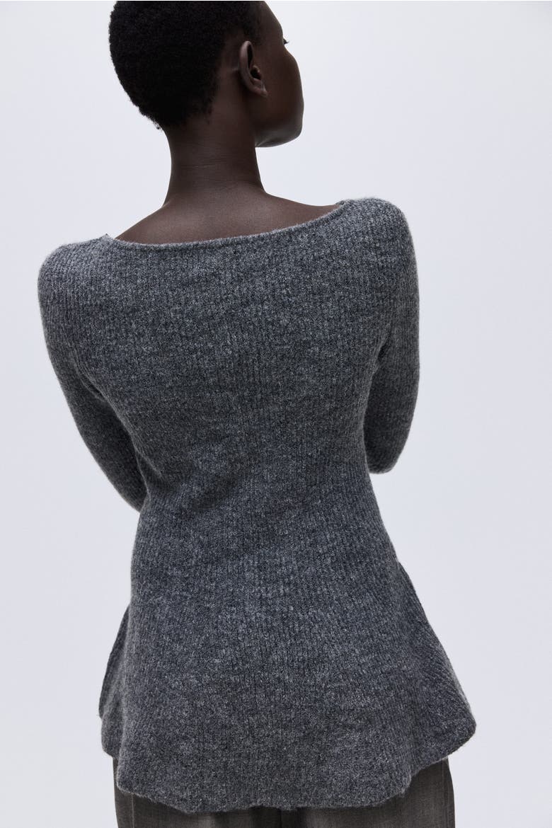 Rib-knit Peplum Top, Alternate, color, Dark gray