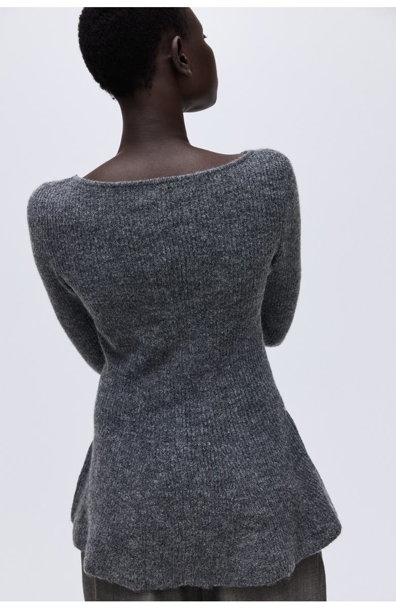 H&M Rib-knit Peplum Top, Alternate, color, Dark Gray