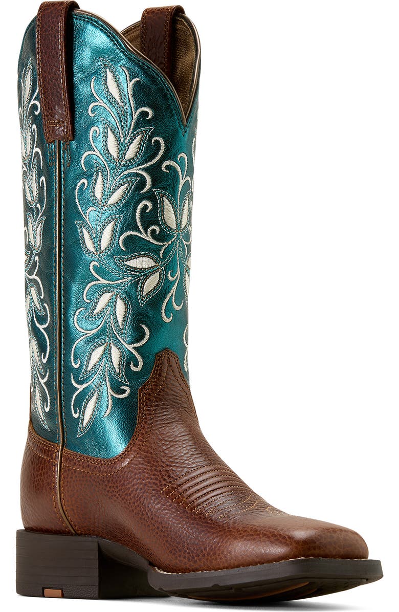 Ariat Round Up Holly Western Boot, Main, color, Beasty Brown/ Metallic Sea