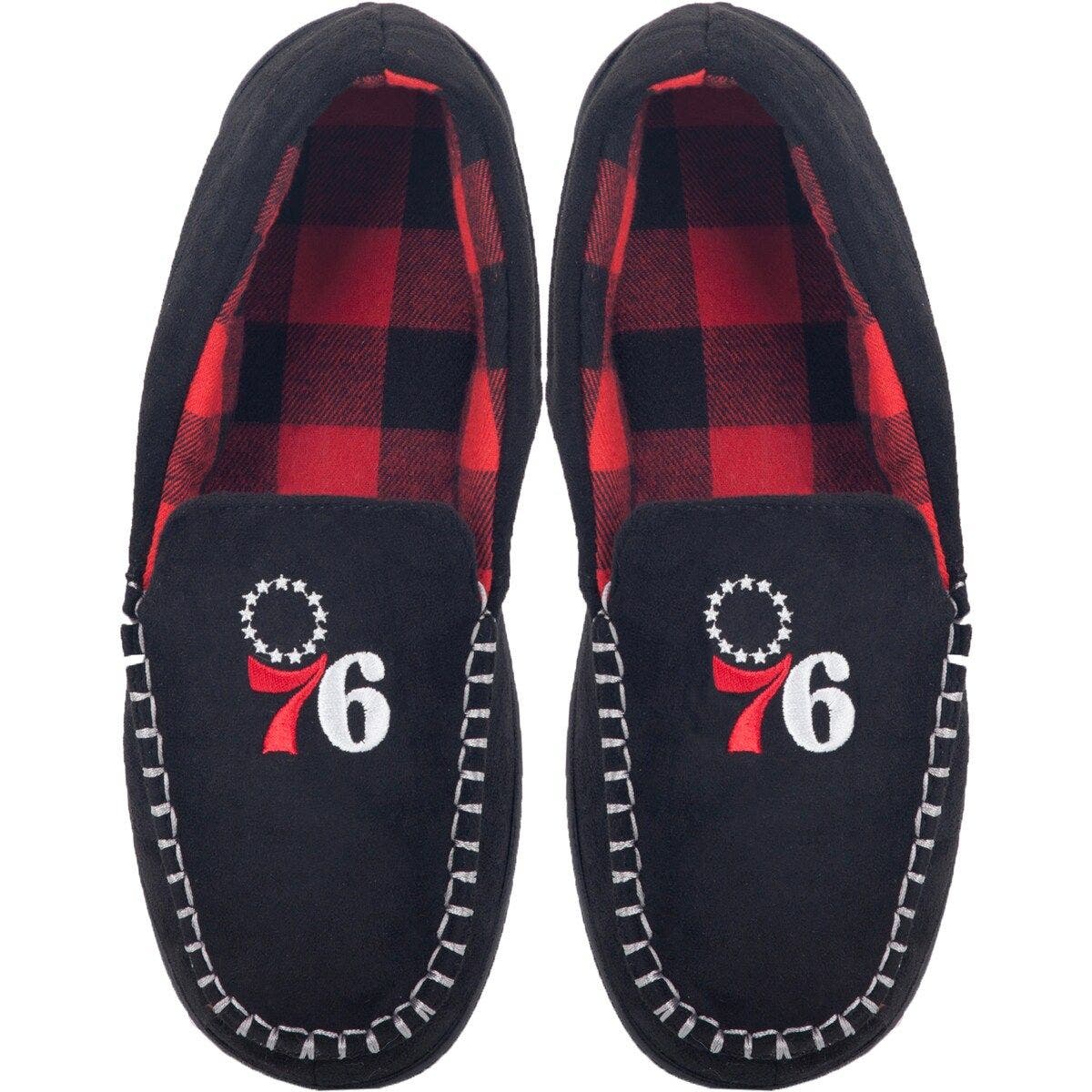 FOCO Men's FOCO Philadelphia 76ers Team Logo Flannel Moccasin Slippers, Alternate, color, 