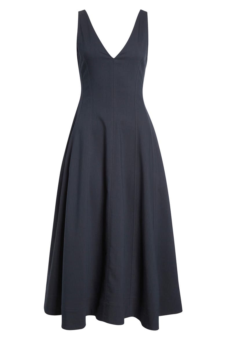 Clara Deep V-Neck Cotton Blend Dress, Alternate, color, NIGHT BLUE