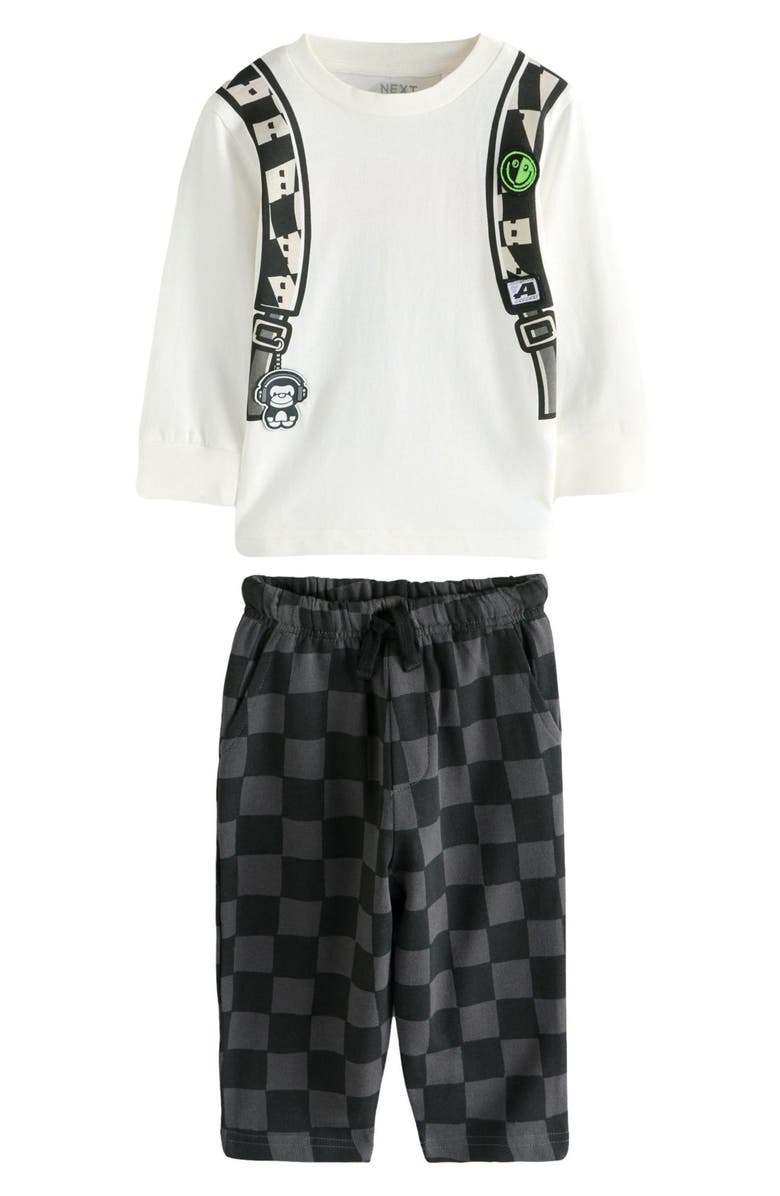 NEXT Kids' Check Cotton T-Shirt Shirt & Pants Set, Main, color, 