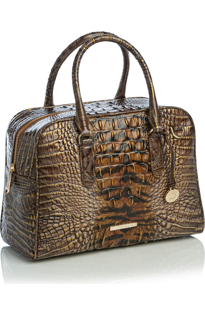 Brahmin Marissa Print Croc Embossed Leather Satchel, Alternate, color,