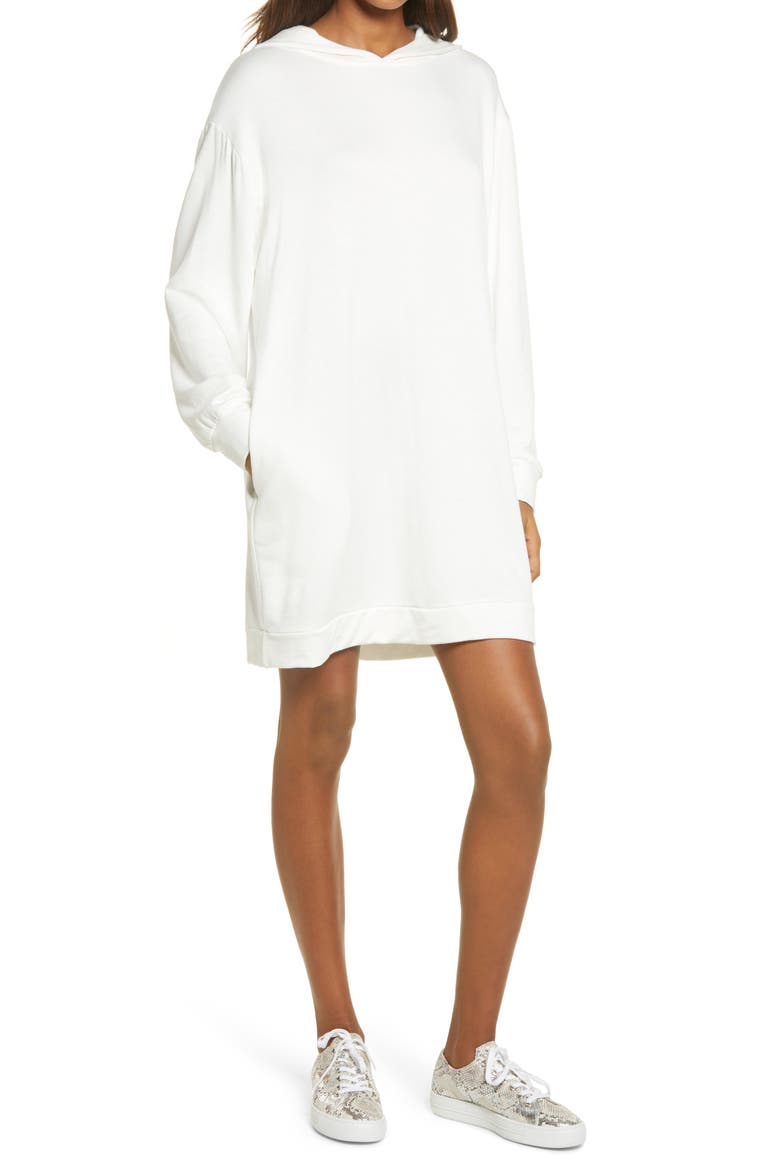 Long Sleeve Hoodie Dress, Main, color, IVORY