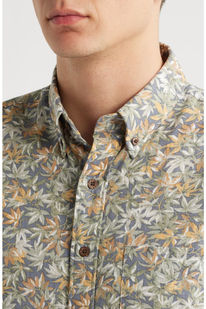 Breeze Short Sleeve Button-Down Shirt, Alternate, color, DARK JUNGLE PALM