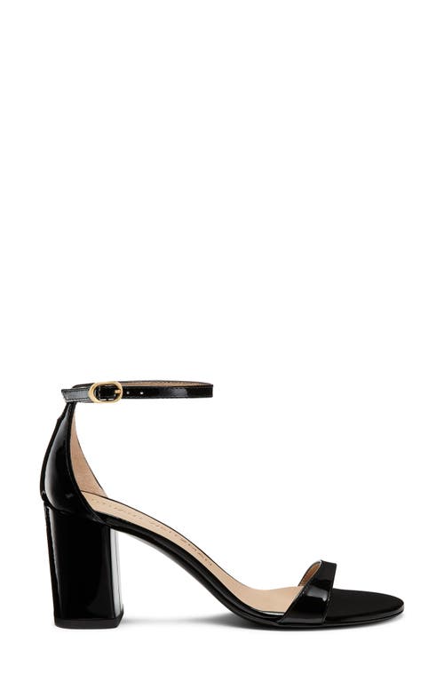 Stuart Weitzman Nudist Ii Leather Ankle-strap Sandals In Black/black
