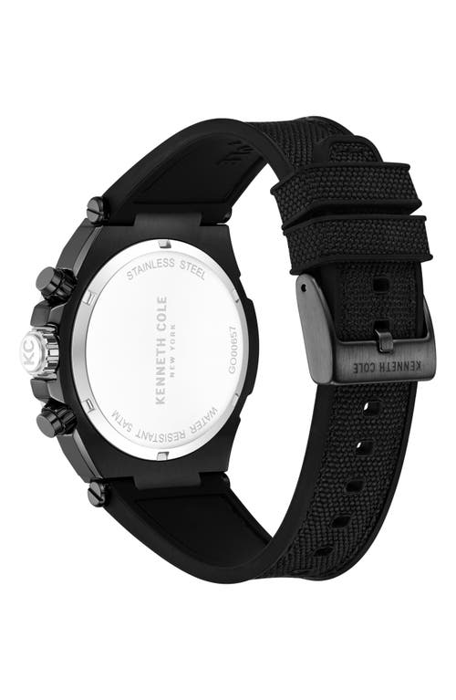 Kenneth Cole New York Dress Sport Chronograph Silicone Strap Watch, 42mm In Black