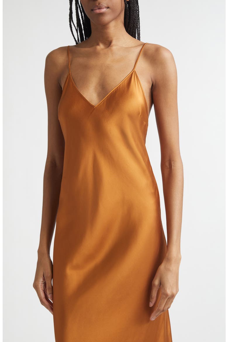 Nevana Satin Slipdress, Alternate, color, CARAMEL