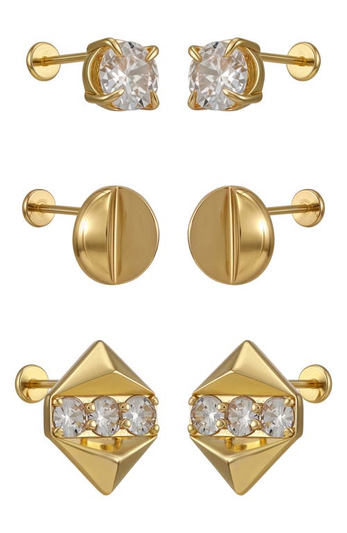 Vince Camuto Set Of 3 Assorted Stud Earrings In Gold