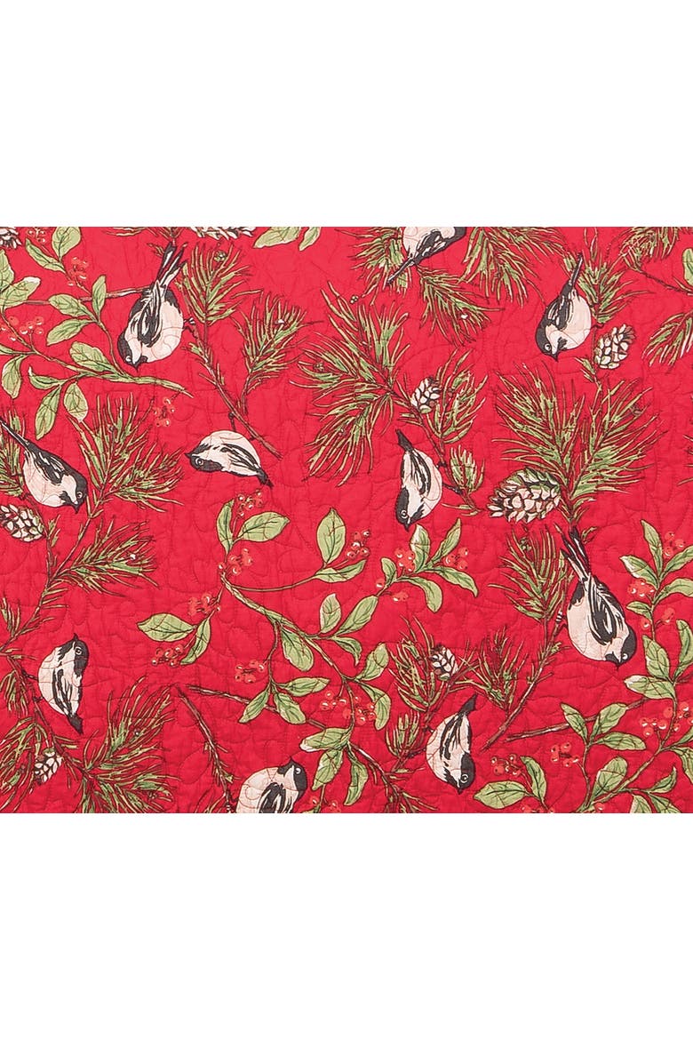 Chickadee Red Cotton Quilt Set  - Reversible and Machine Washable, Alternate, color, Red