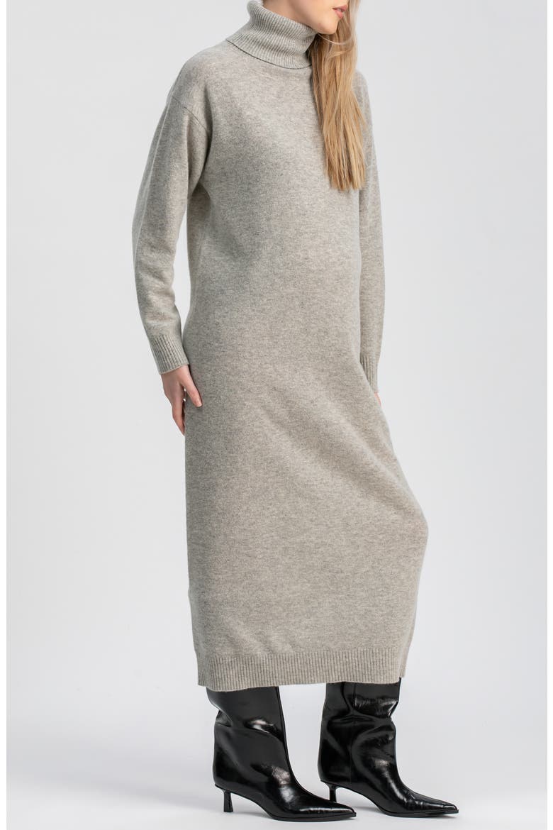 Gressoney Long Sleeve Maternity Sweater Dress, Alternate, color, LIGHT GREY