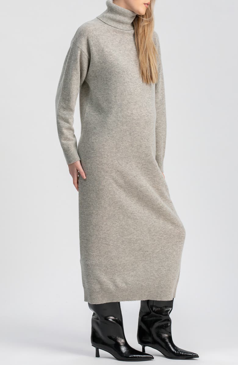 PIETRO BRUNELLI MATERNITY Gressoney Long Sleeve Maternity Sweater Dress, Alternate, color, Light Grey