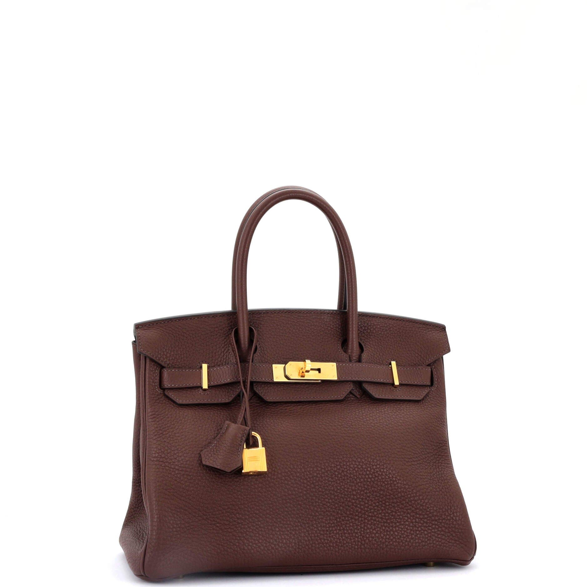 Pre-Owned Hermes Birkin Handbag Brown Clemence with Gold Hardware 30, Alternate, color, 