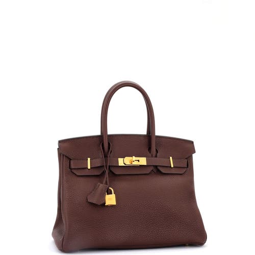 Pre-owned Hermes Hermes Birkin Handbag Brown Clemence With Gold Hardware 30 In Brown