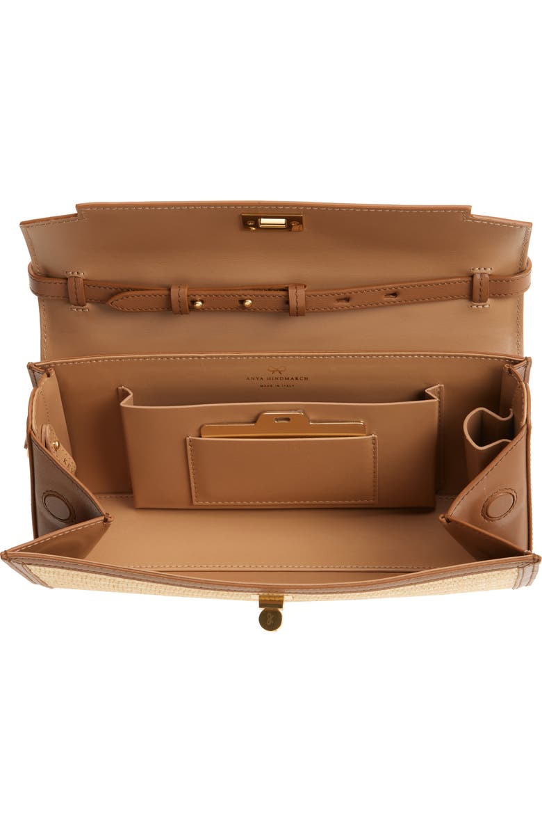 Anya Hindmarch Mortimer Raffia & Leather Clutch, Alternate, color, Pecan