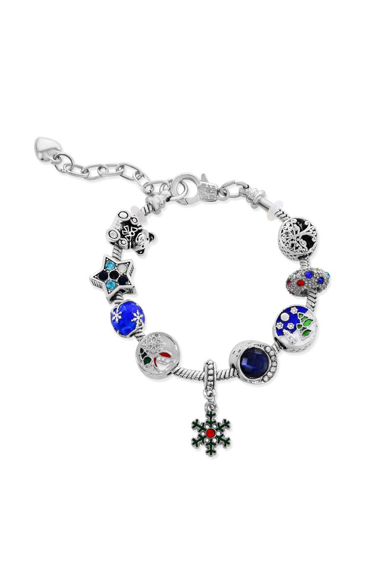 Enamel and Crystal Holiday Bracelet, Main, color, Silver