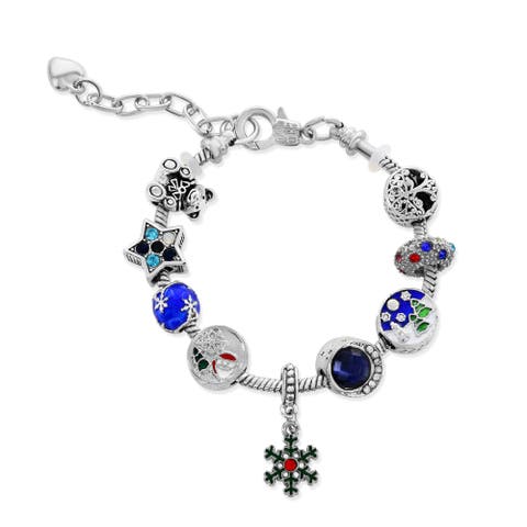 Enamel and Crystal Holiday Bracelet