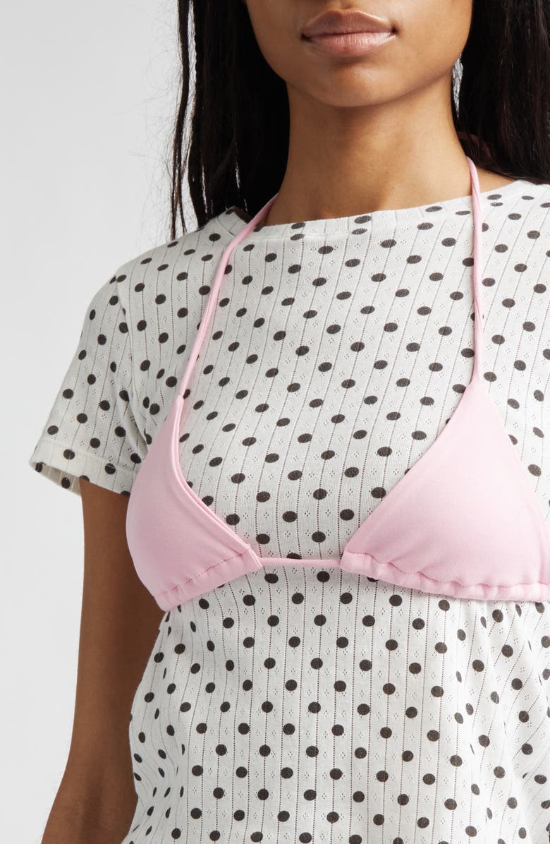 Sandy Liang Effie Bikini Top Layered Pointelle Baby Tee, Alternate, color, White Multi