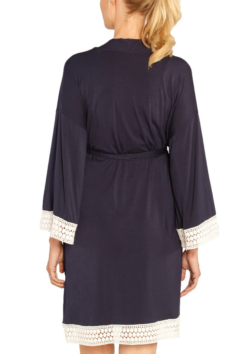 Nursing Dress, Robe & Baby Blanket Set, Alternate, color, NAVY STRIPES
