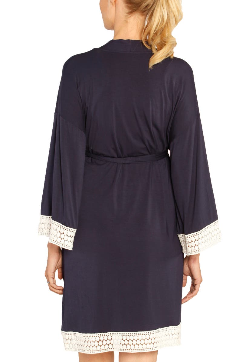 Angel Maternity Nursing Dress, Robe & Baby Blanket Set, Alternate, color, Navy Stripes