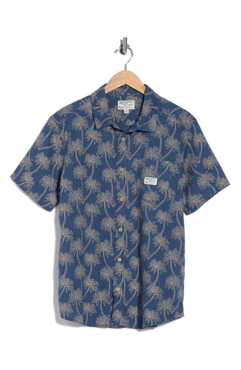 Exotica Regular Fit Floral Short Sleeve Linen Blend Button-Up Shirt