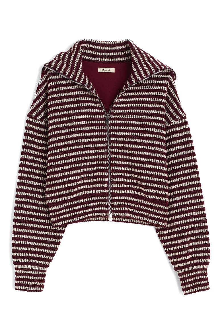 Zip Up Knit Jacket, Alternate, color, DARK POMEGRANTE