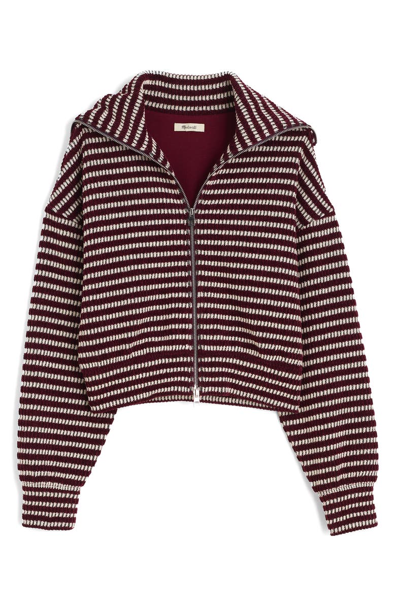 Madewell Zip Up Knit Jacket, Alternate, color, Dark Pomegrante