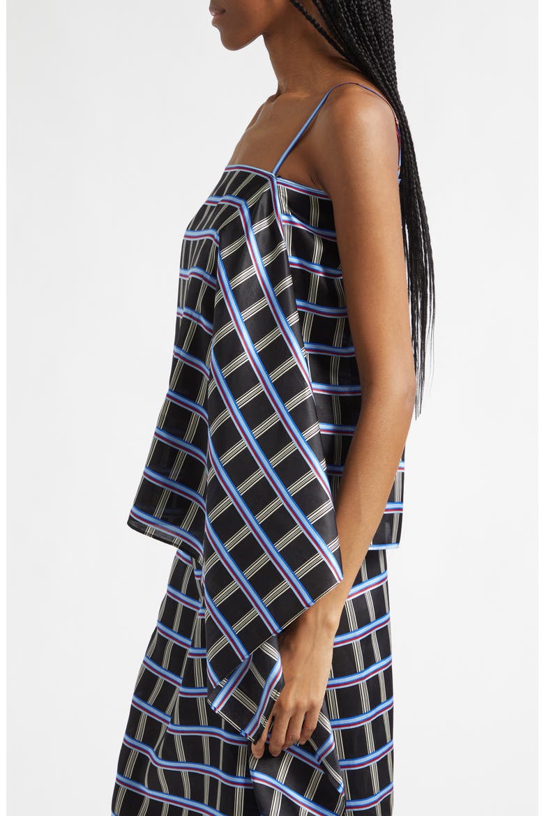 Check Slip Drape Silk & Cotton Top, Alternate, color, BLACK MULTI