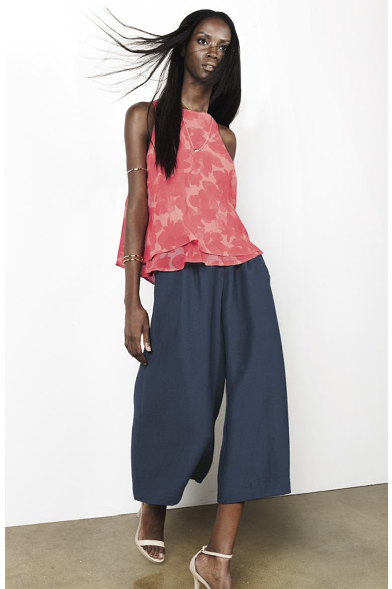 Pleated Culottes, Alternate, color, NAVY BLAZER