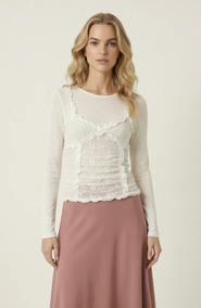 Modenaire Long Sleeve Layered Lace Top