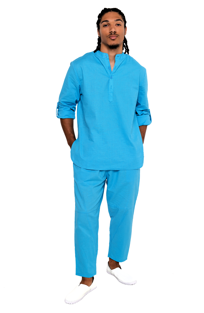 Dai Moda Men's YahYah Linen Drawstring Pant, Alternate, color, Sky Blu