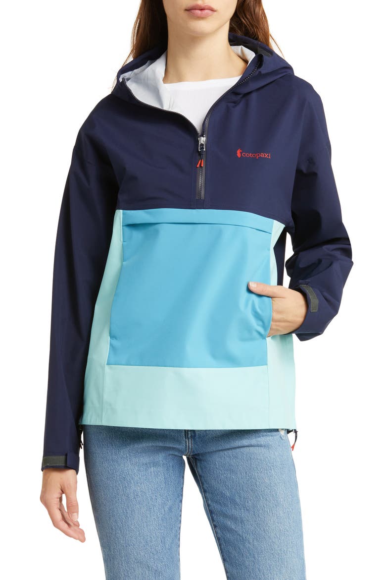 Cielo Water Resistant Hooded Pullover Rain Anorak, Main, color, MARITIME / SEA GLASS