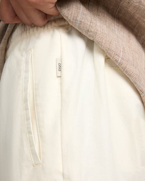 Onia Linen Cotton Stretch Cuff Pant In Neutral
