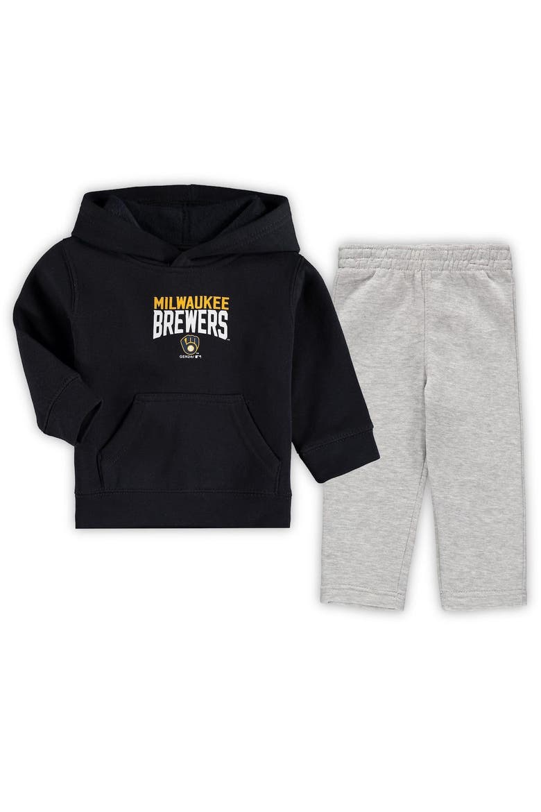 Toddler Navy/Heathered Gray Milwaukee Brewers Fan Flare Fleece Hoodie and Pants Set, Alternate, color, Navy