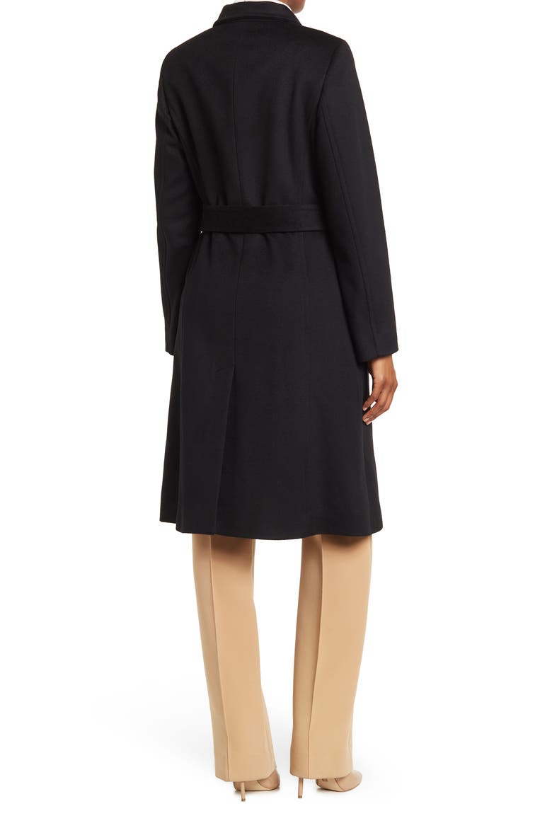 HUGO BOSS Cetiva Belted Wool Coat, Alternate, color, BLK