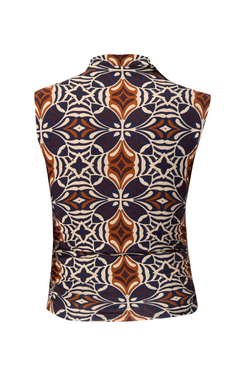 IVONNE Ruched Side High Neck Sleeveless Blouse, Alternate, color, Multi-Brown
