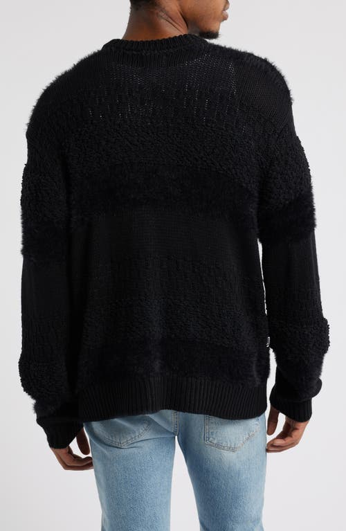 Obey Charles Textured Stripe Crewneck Sweater In Black Multi