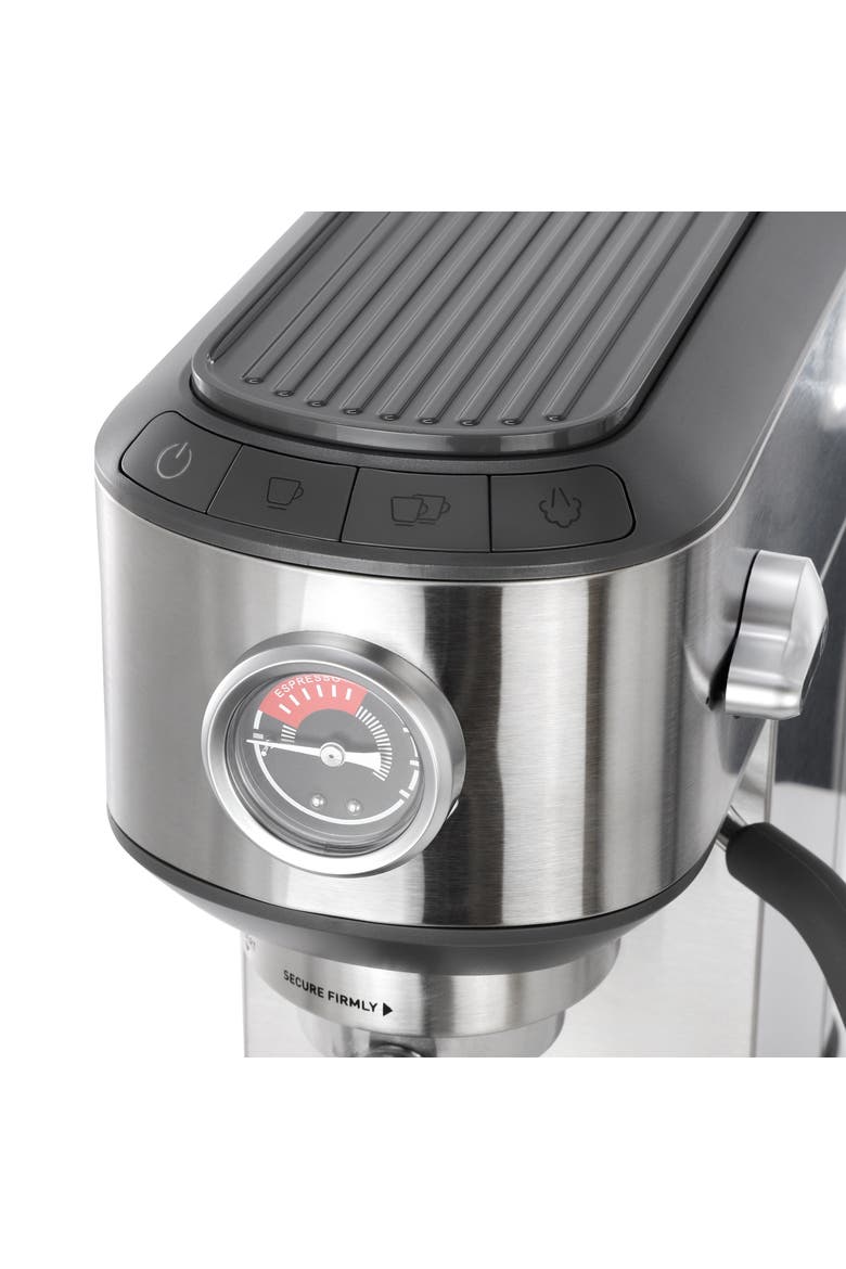 Miniatura Compact Espresso Machine and Milk Frother in Silver, Alternate, color, Silver
