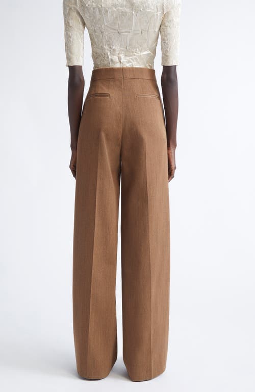 Fforme Agel Tailored Wide Leg Virgin Wool Trousers In Brown