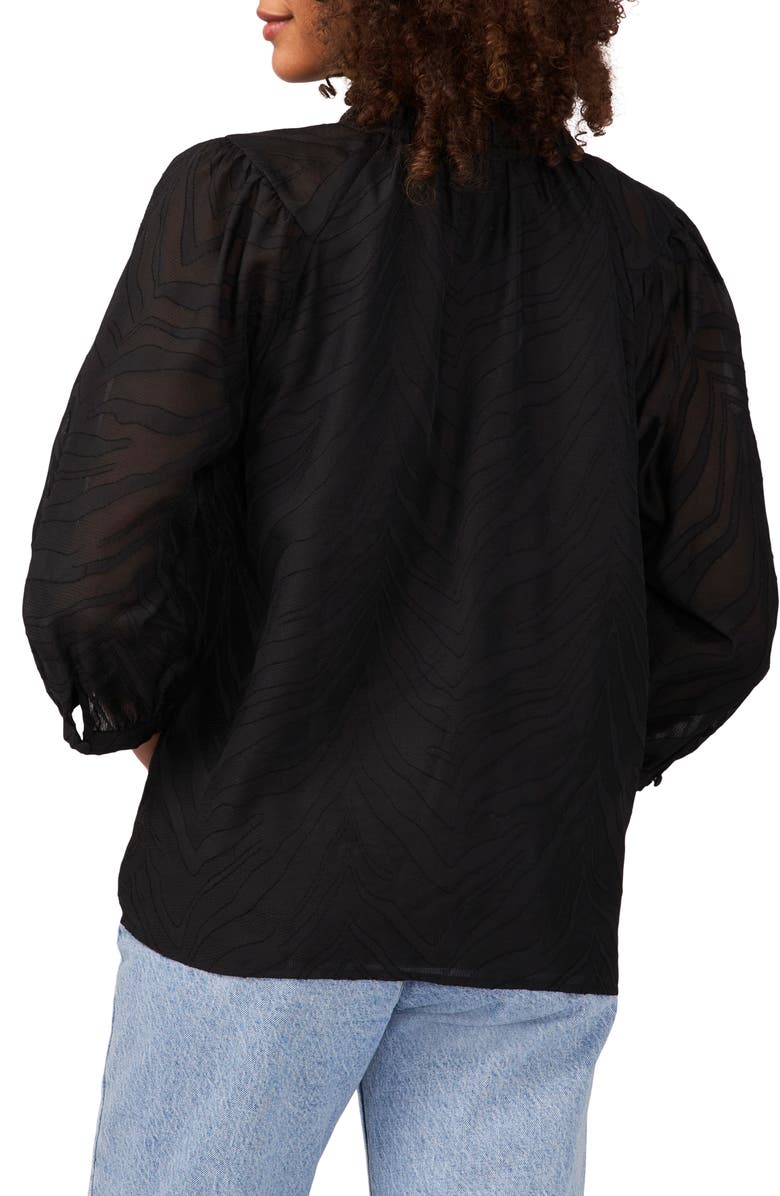 Vince Camuto Zebra Jacquard Split Neck Top, Alternate, color,