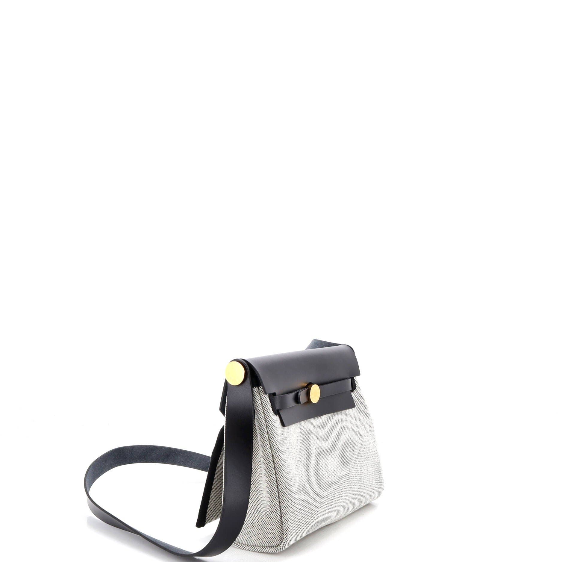 Pre-Owned Hermes Herbag Zip Toile and Leather 20, Alternate, color, Noir