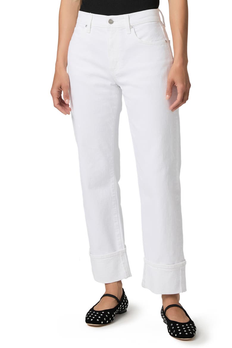 Morgan Cuffed Ankle Straight Leg Jeans, Main, color, LAUNDERED WHITE