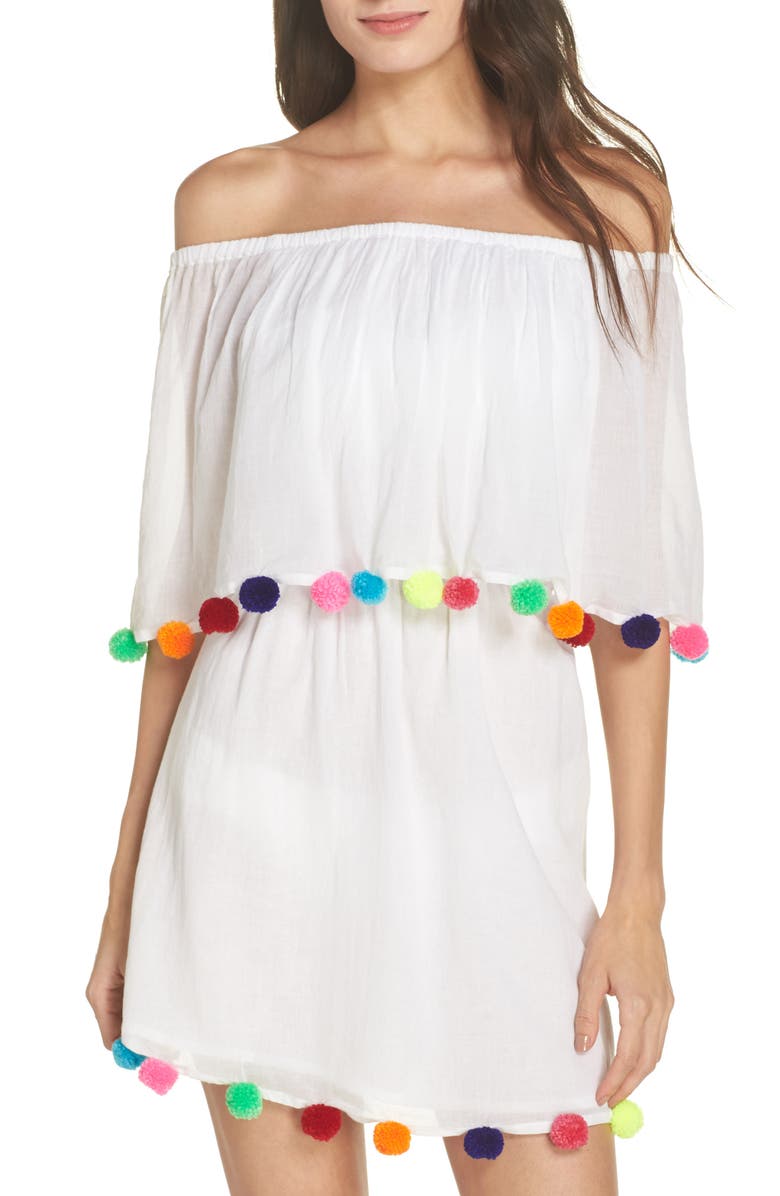 Pitusa Pompom Festival Cover-Up Dress, Main, color, 