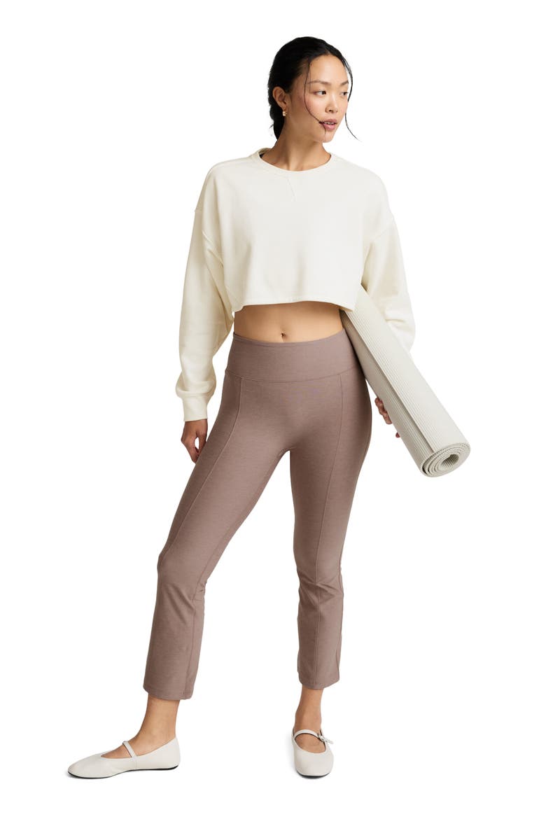 Spacedye Pintuck Kick Flare Pants, Alternate, color, ROSEY TAUPE HEATHER