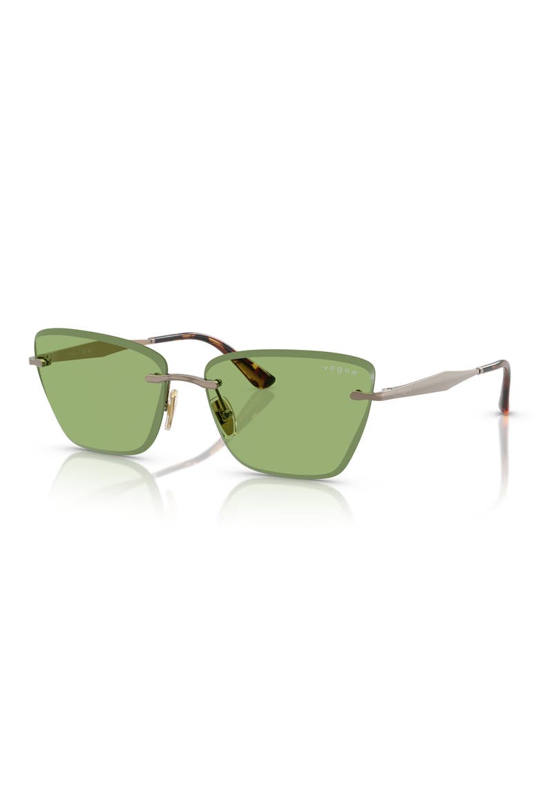 59mm Rimless Cat Eye Sunglasses, Alternate, color, LIGHT BROWN