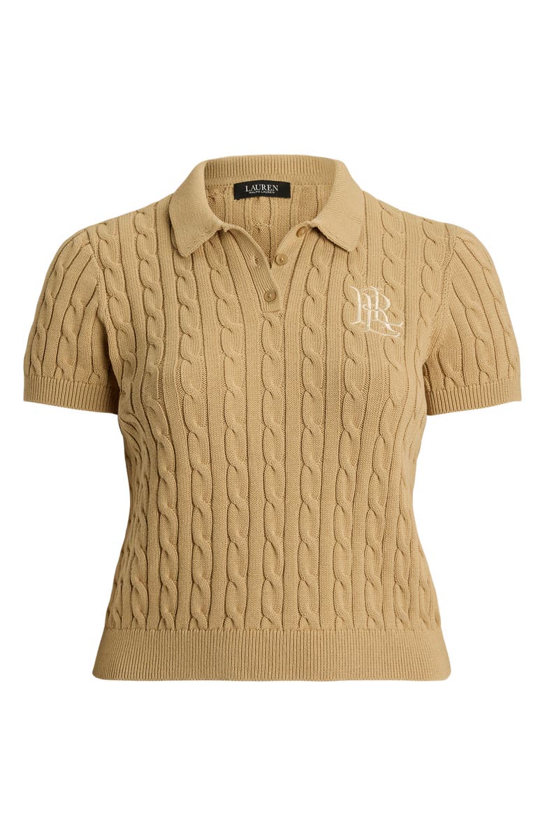 Lauren Ralph Lauren Short Sleeve Cable Knit Cotton Polo Sweater, Alternate, color,