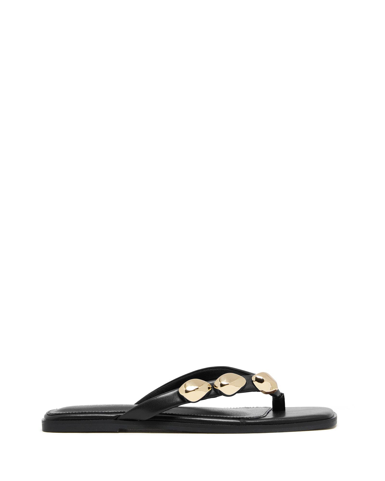 Therapy Australia Guise Square Toe Thong Sandal, Alternate, color, Black Smooth Pu