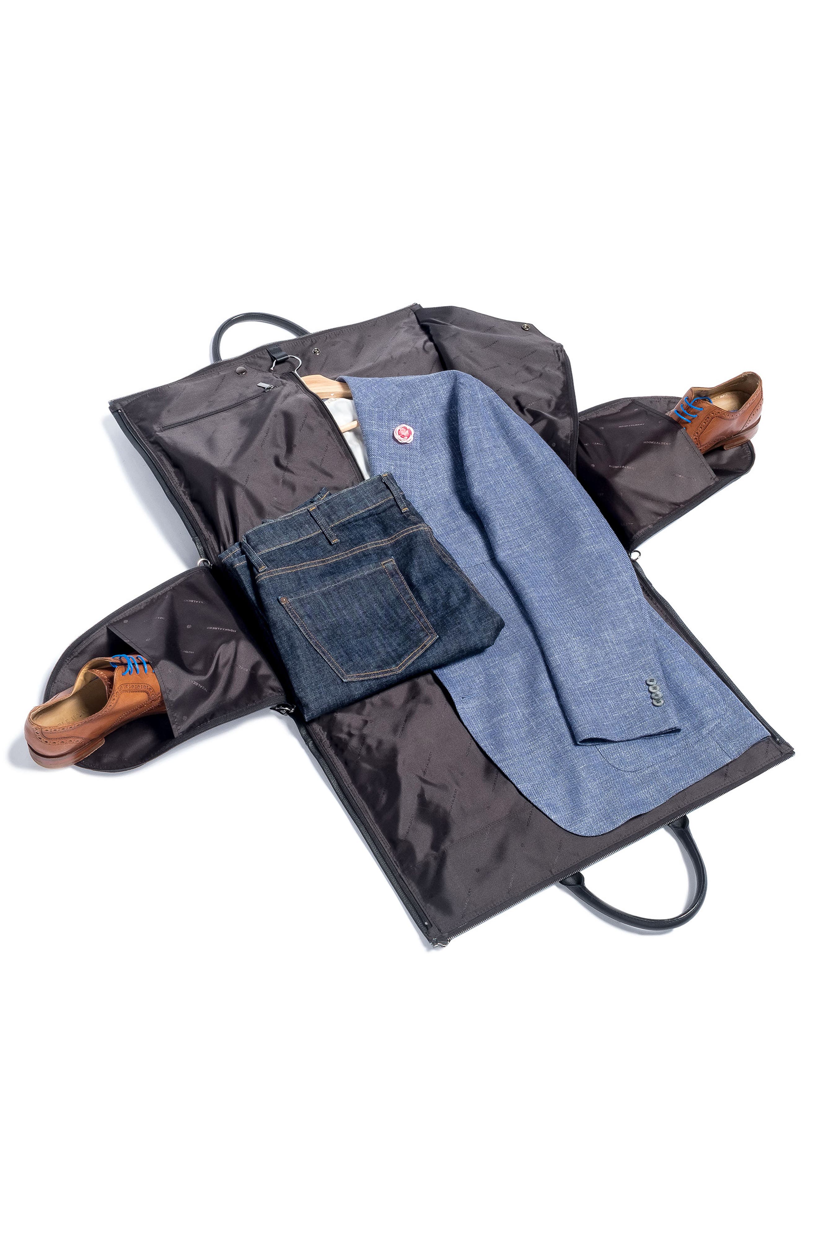 hook + ALBERT Leather Garment Bag, Alternate, color, 